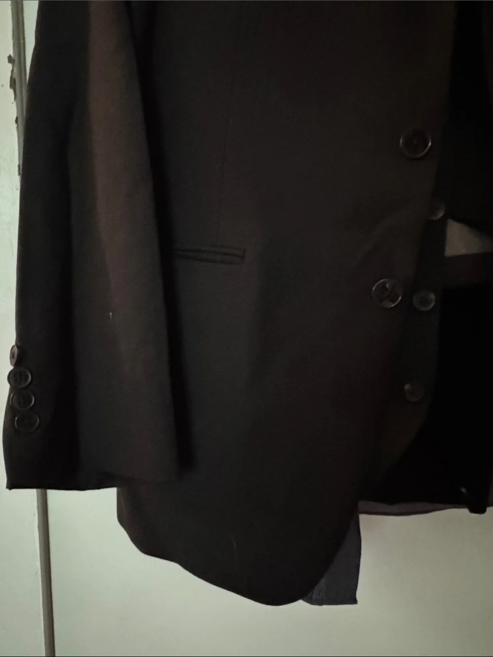 Calvin Klein Black Men's Two-Button Suit Jacket with Blue Tie